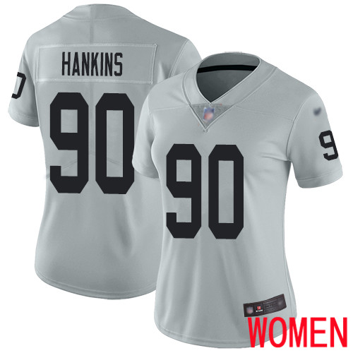 Oakland Raiders Limited Silver Women Johnathan Hankins Jersey NFL Football #90 Inverted Legend Jersey->women nfl jersey->Women Jersey